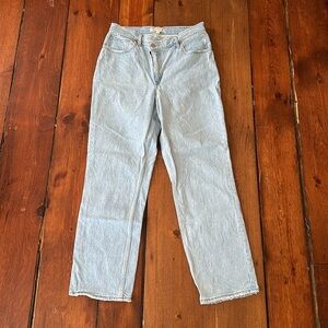 Abercrombie & Fitch Curve Love Ultra High Rise 90s Straight Jean Cross Band